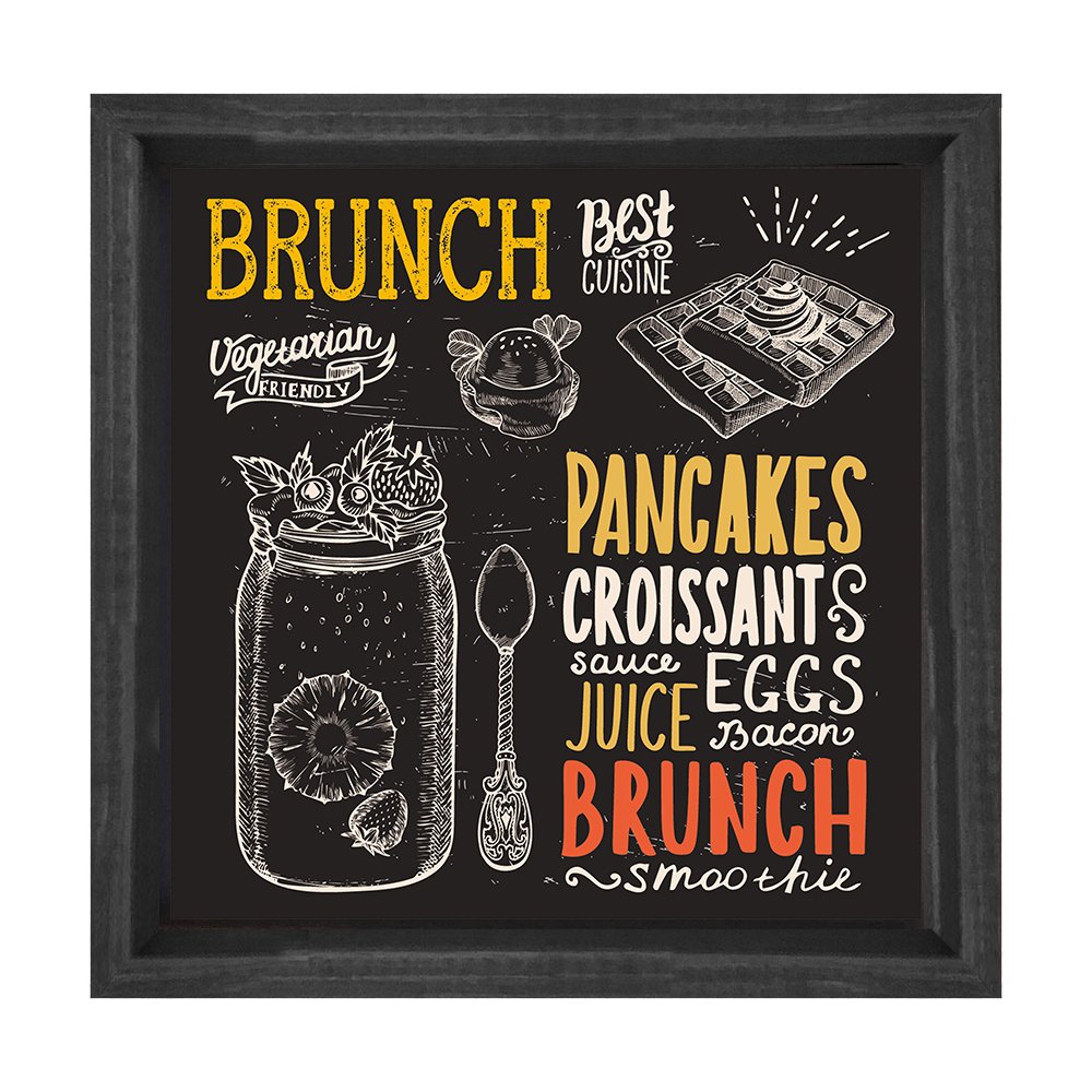 Brunch Tablosu Siyah Ahşap Çerçeve - 60x60