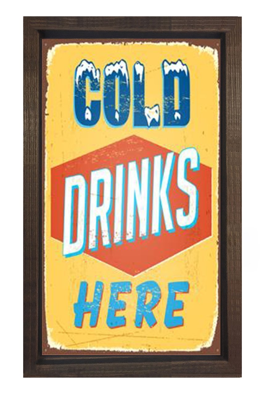 Cold Drink Vintage Afiş Tablosu Kahverengi Ahşap - 100x200