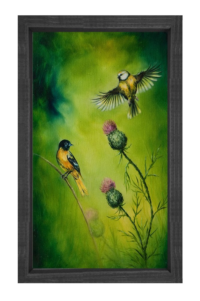 Kuşların Dansı Tablosu Siyah Ahşap Çerçeve - 50x70