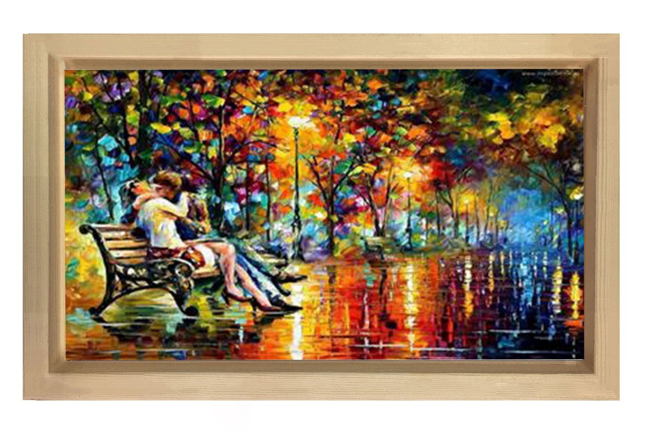 Aşıklar Yol Manzara Tablosu Naturel Ahşap - 40x60