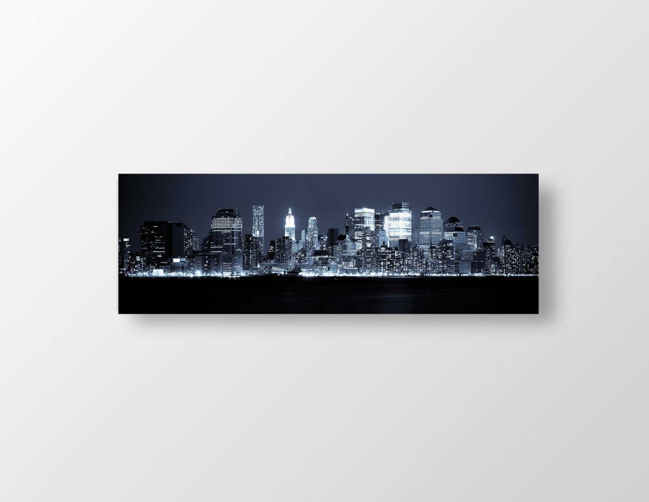 Gece Şehir Gökdelen Tablosu Çerçevesiz - 200x70