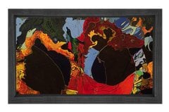 Soyut Reprodüksiyon Tablosu Siyah Ahşap - 45x30