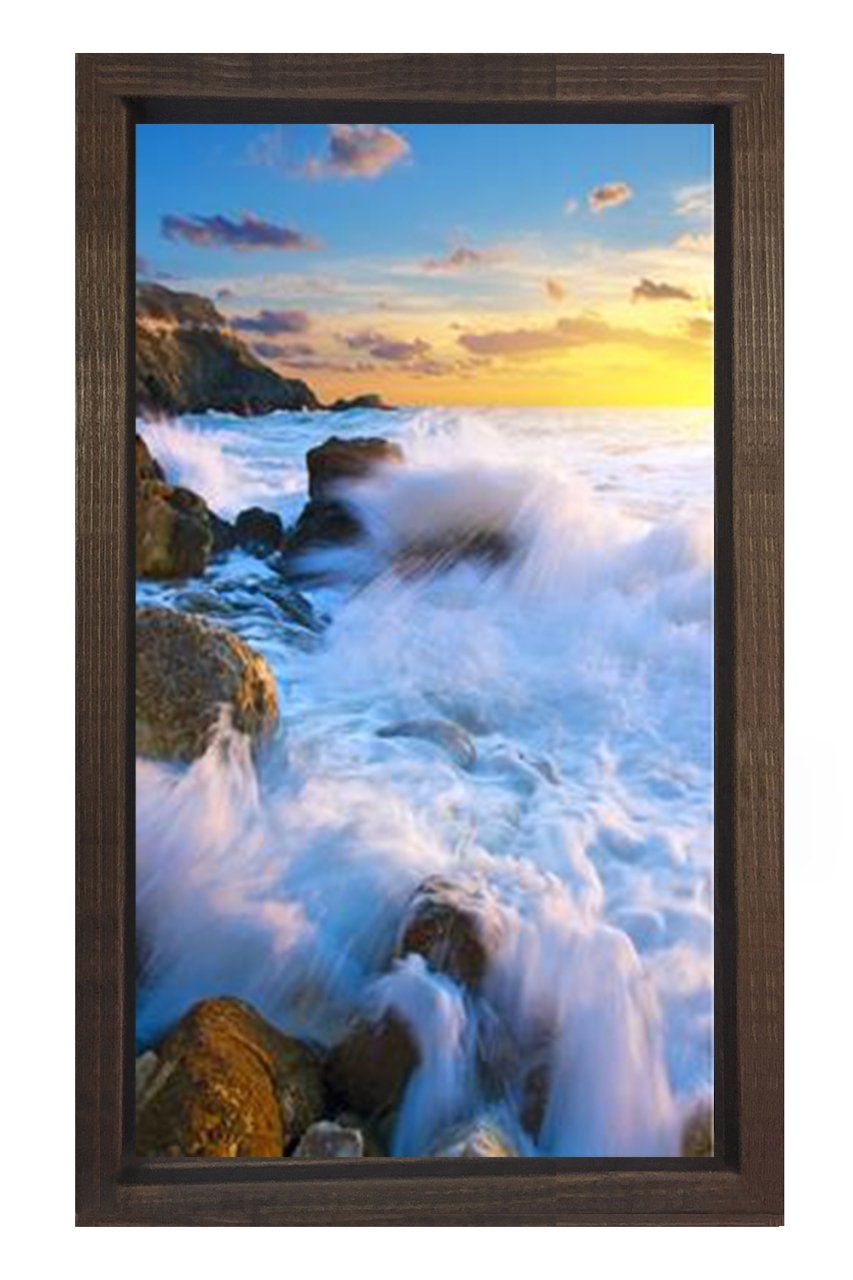 Dalgalı Deniz Tablosu Kahverengi Ahşap Çerçeve - 100x200