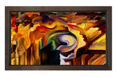 Soyut Reprodüksiyon Tablosu Kahverengi Ahşap - 50x70