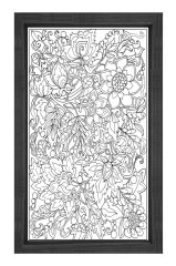 Çiçekli Desen Boyama Tablo Tablosu Siyah Ahşap Çerçeve - 50x70