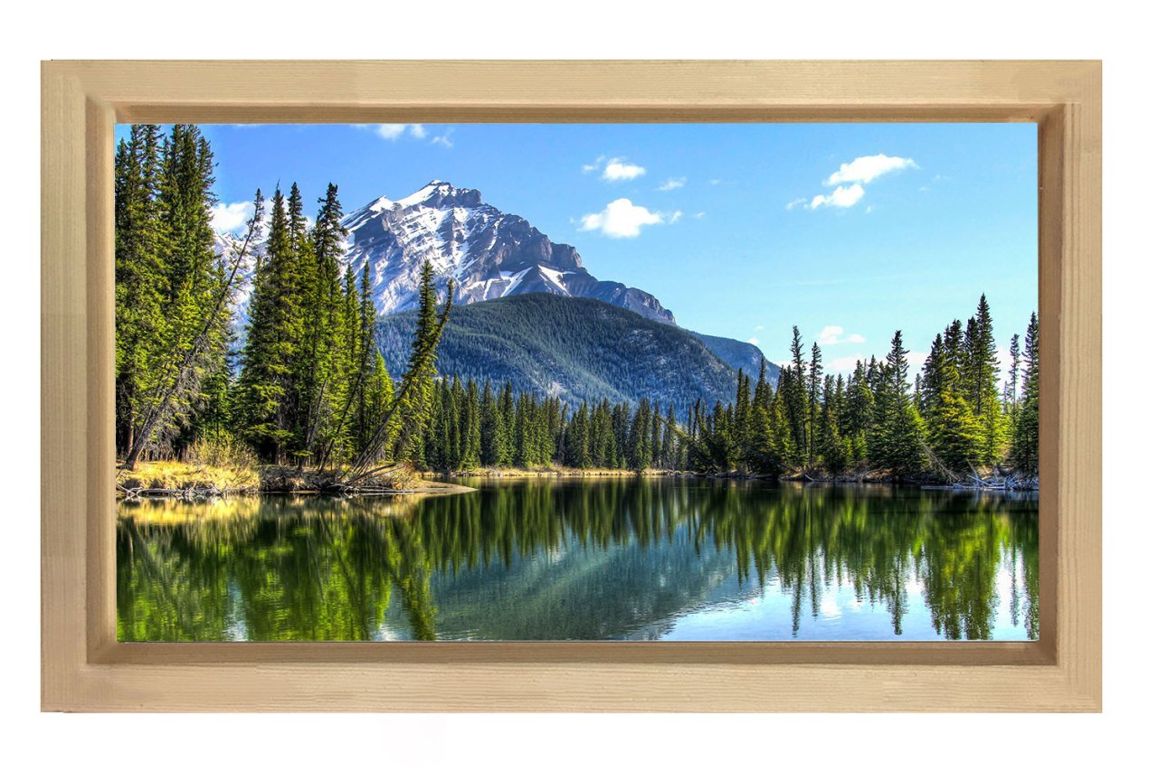 Göl ve Dağ Manzarası Tablosu Naturel Ahşap - 45x30