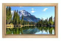 Göl ve Dağ Manzarası Tablosu Naturel Ahşap - 45x30
