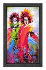 Mutsuz Paylaçolar Tablosu Siyah Ahşap Çerçeve - 50x70