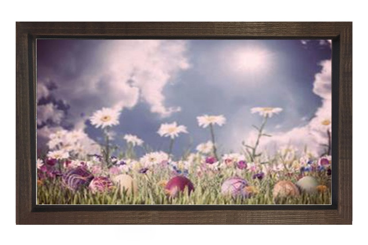 Papatya Çiçekleri Gökyüzü Tablosu Kahverengi Ahşap - 100x200