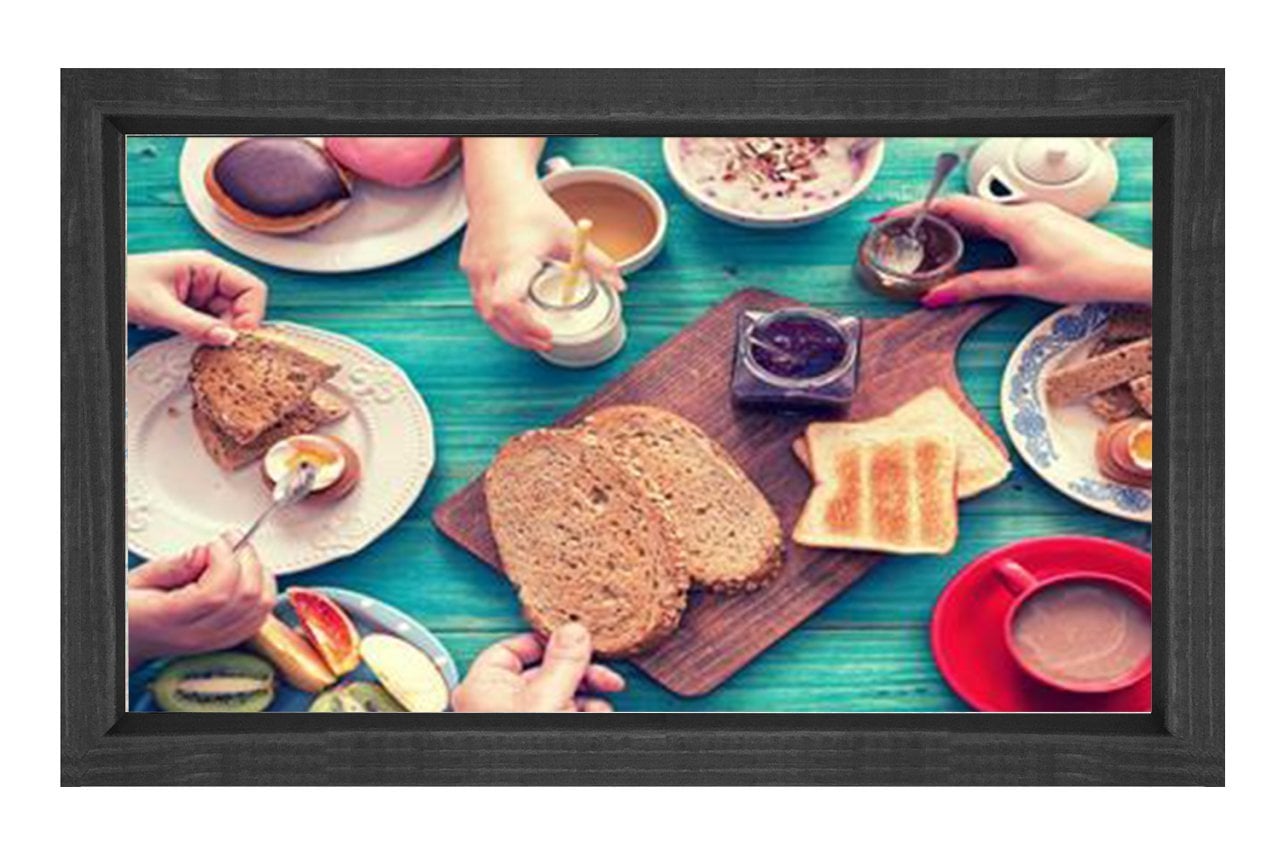 Kahvaltı Masası Tablosu Siyah Ahşap - 50x90