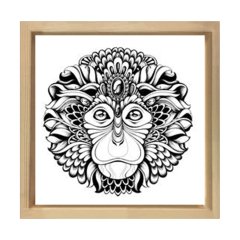 Maymun Boyama Tablosu Tablosu Naturel Ahşap Çerçeve - 60x60