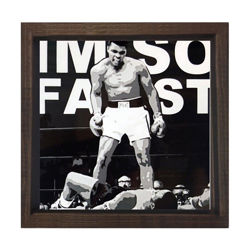 Muhammed Ali Tablosu Siyah Ahşap Çerçeve - 100x100