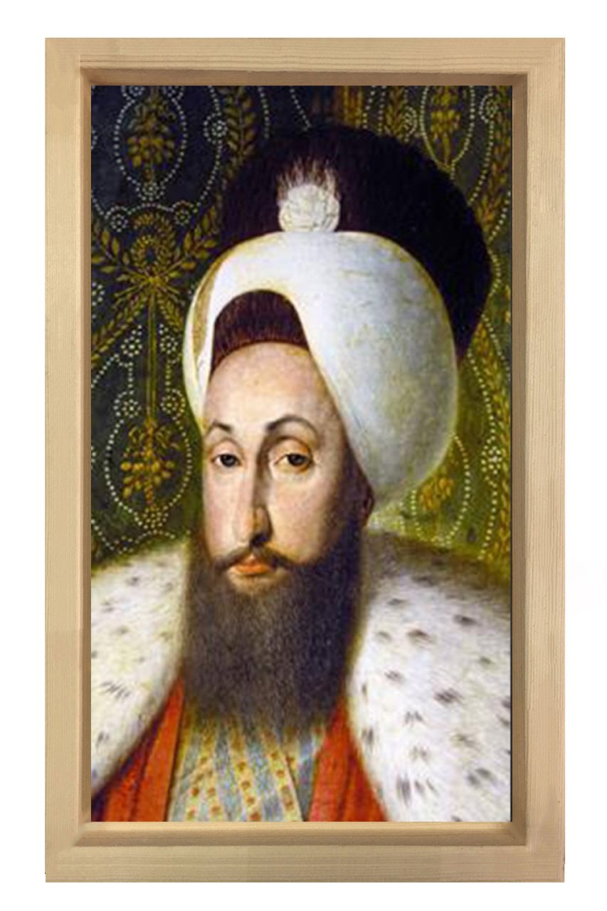 Sultan Süleyman Tablosu Naturel Ahşap Çerçeve - 40x60
