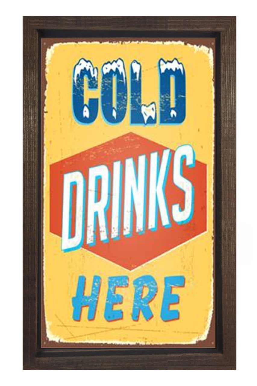 Cold Drink Vintage Afiş Tablosu Kahverengi Ahşap - 50x90