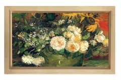 Reprodüksiyon Vazo Tablosu Naturel Ahşap - 45x30