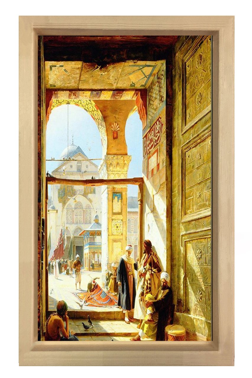 Oryantalist Manzara Tablosu Naturel Ahşap Çerçeve - 50x90